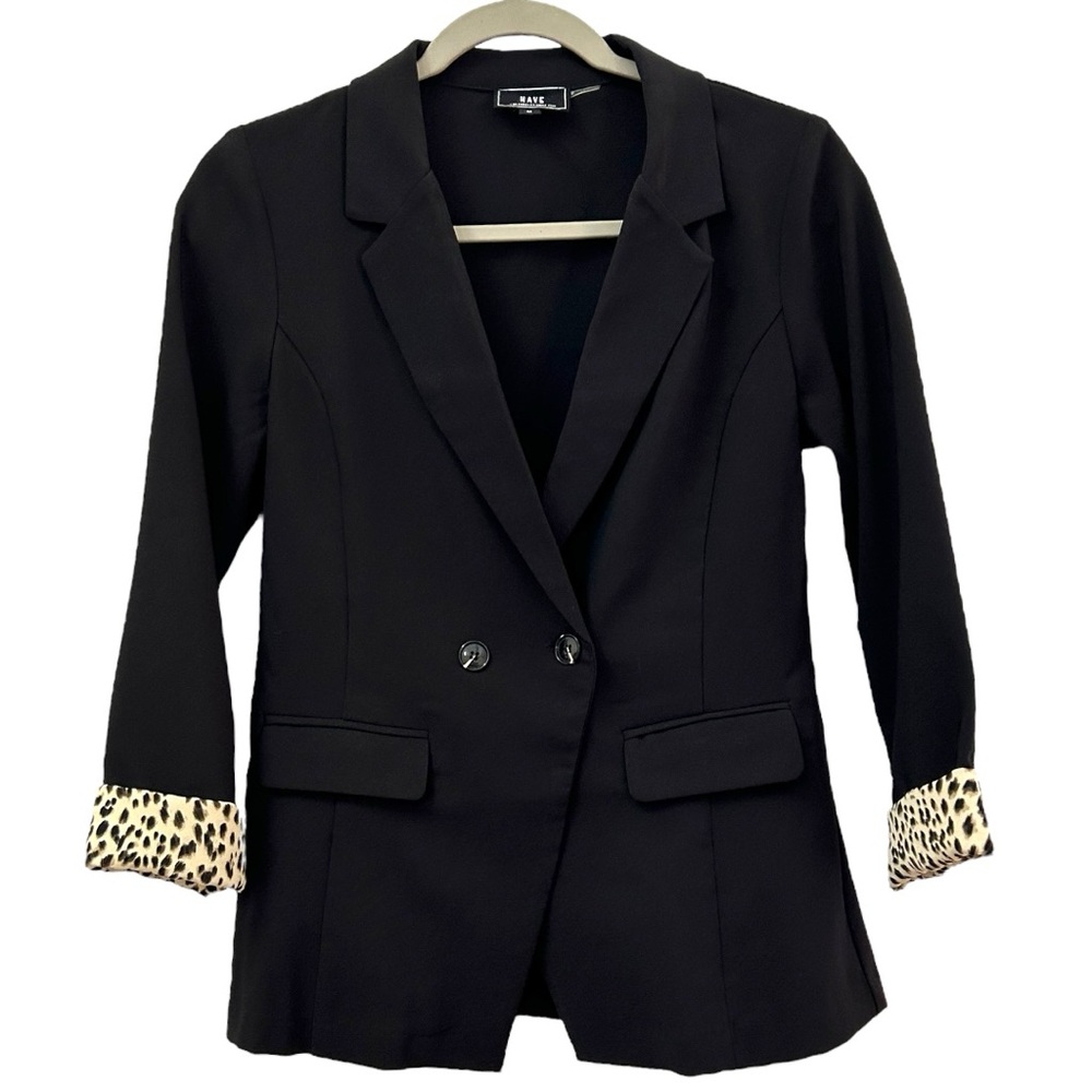 HAVE Women’s Black Double Breasted‎ Crepe Blazer Sz M
